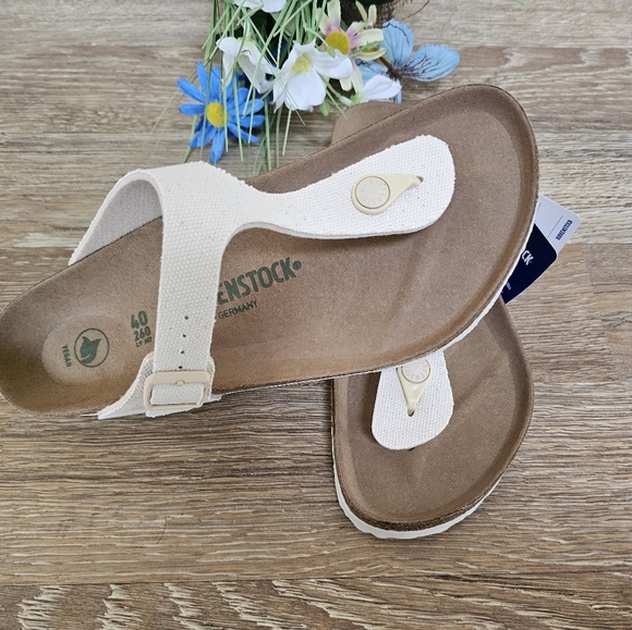 NEW BIRKENSTOCK White Gizeh T strap Thongs SANDALS - Picture 8 of 12